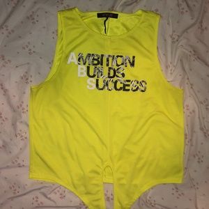 ABS motivational sleeveless yellow workout top
